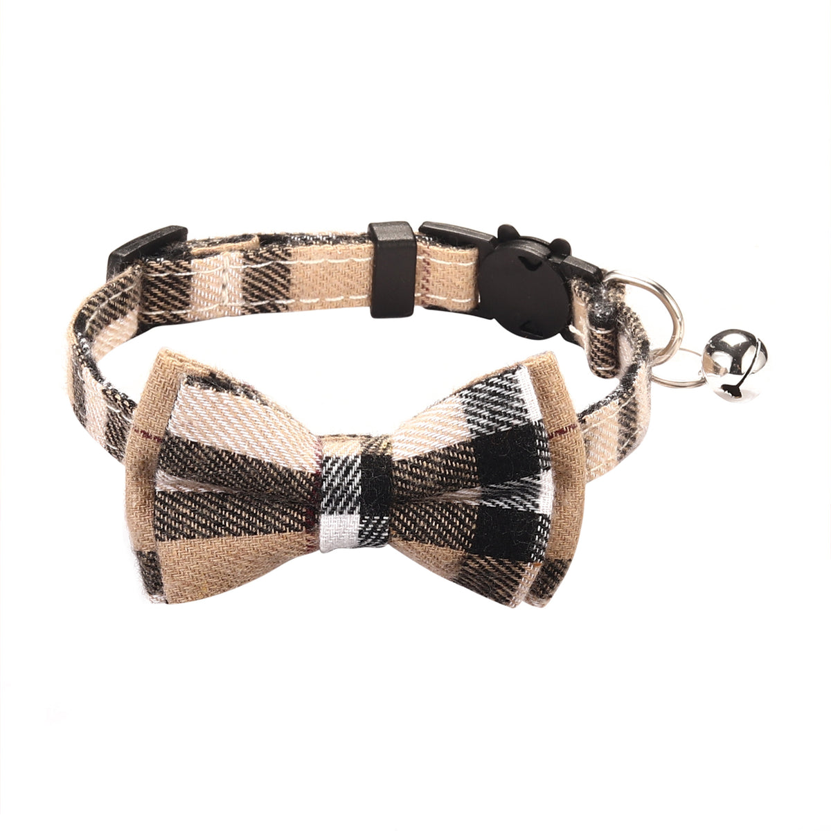 Pet Collar with Bow and Checkered Fabric for Cats