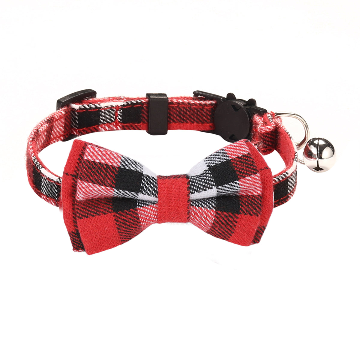 Pet Collar with Bow and Checkered Fabric for Cats