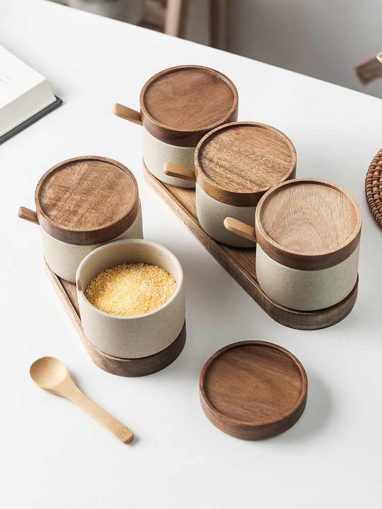 Japanese Ceramic Spice Jar Set for Home and Commercial Use