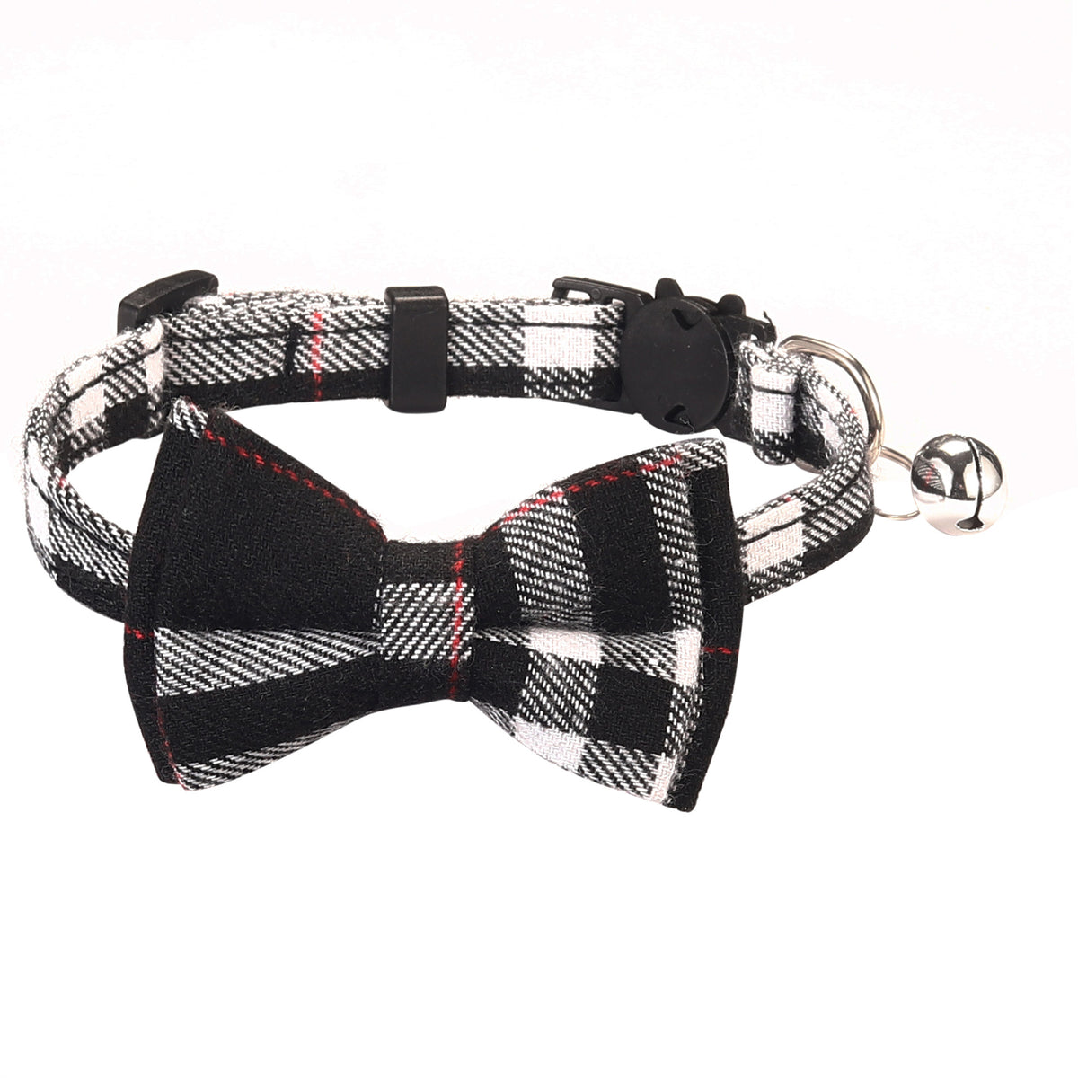 Pet Collar with Bow and Checkered Fabric for Cats