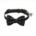 Pet Collar with Bow and Checkered Fabric for Cats
