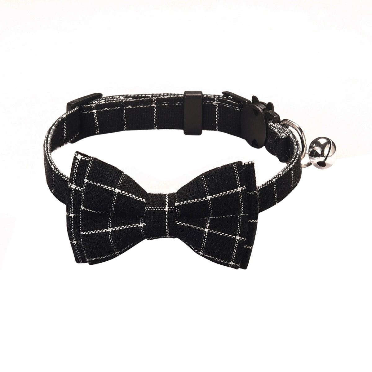 Pet Collar with Bow and Checkered Fabric for Cats
