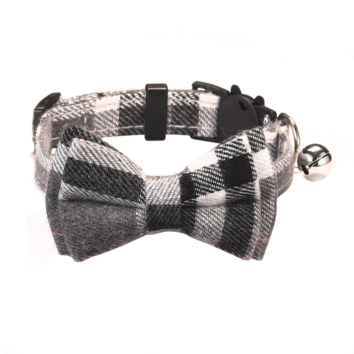 Pet Collar with Bow and Checkered Fabric for Cats