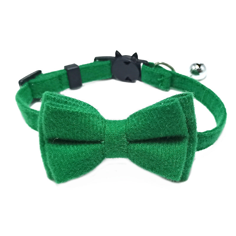Pet Collar with Bow and Checkered Fabric for Cats