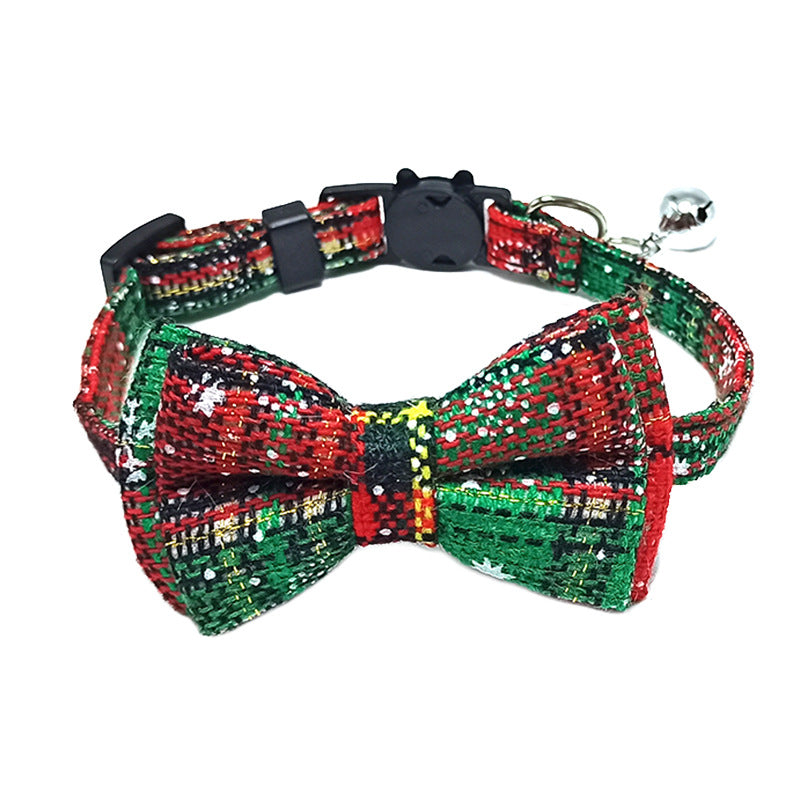 Pet Collar with Bow and Checkered Fabric for Cats
