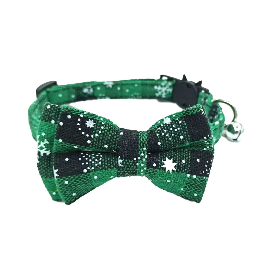Pet Collar with Bow and Checkered Fabric for Cats